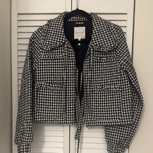 Avec Les Filles Monochrome Checkered Puffer Jacket